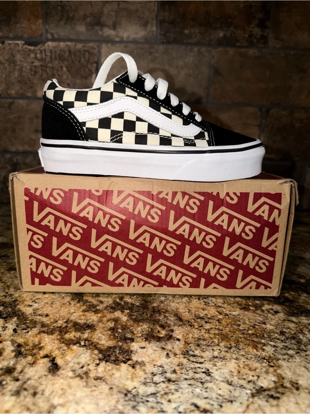 Vans Kids Old Skool Checkerboard Black & White Shoes